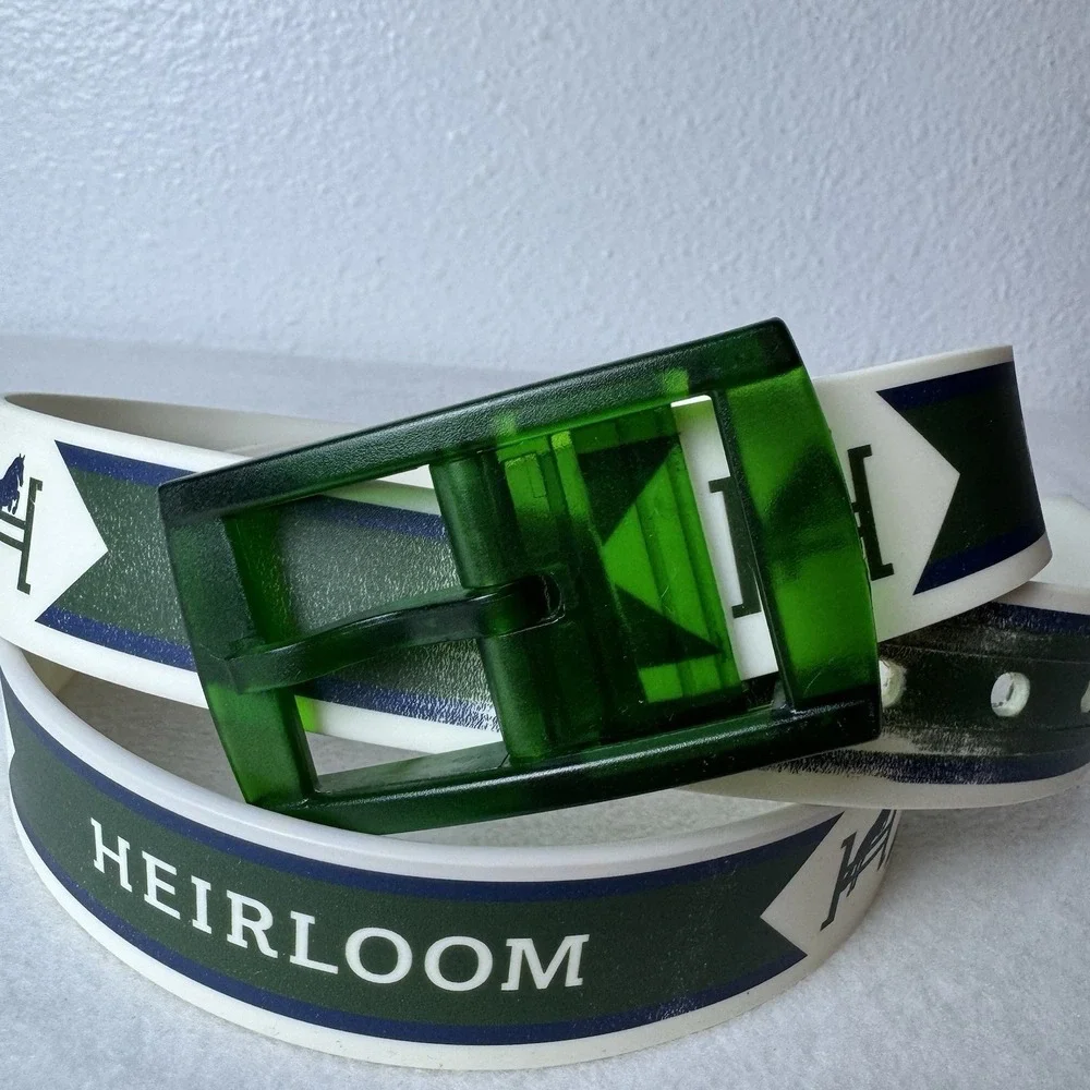 C4 Equestrian Belt Heirloom Green White Translucent Buckle Horse Jumping READ